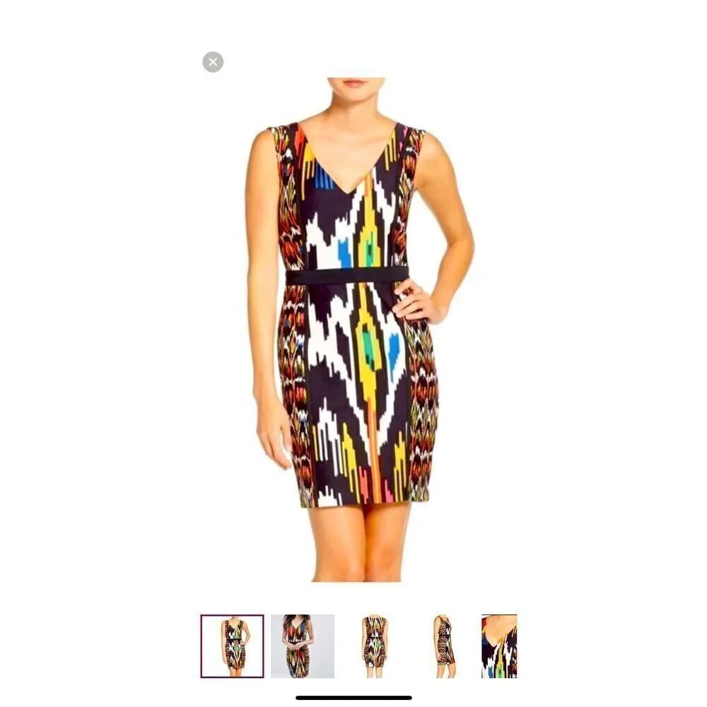 French Connection Aztec Sleeveless Dress Sz 10 V neck
